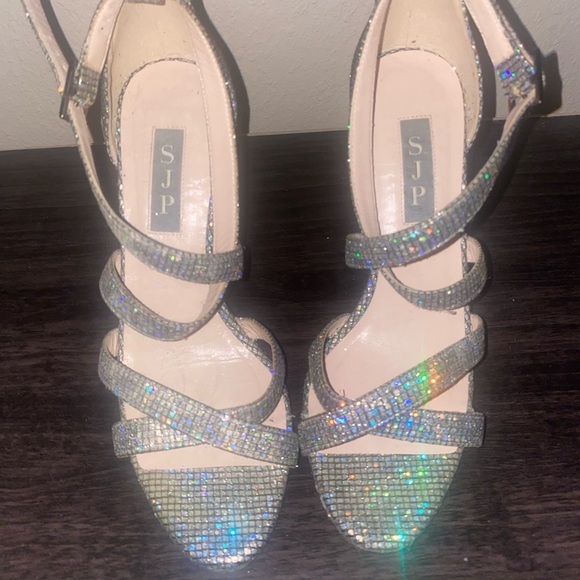 SJP BY SARAH JESSICA PARKER Sparkling Silver Strappy Heels - Picture 1 of 5